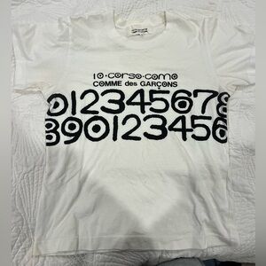 10 corso como Comme des Garçons white cotton t-shirt with bold black font
